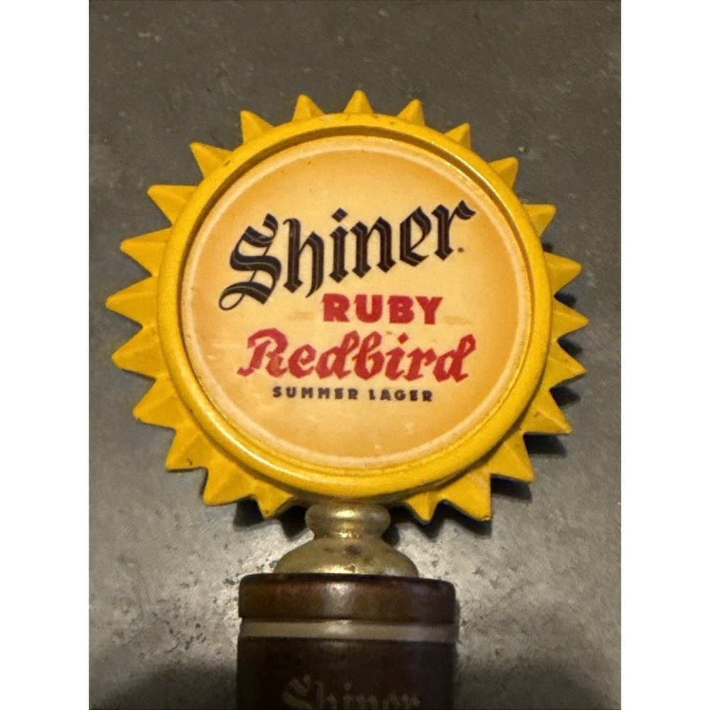 Vintage Shiner Ruby Redbird Summer Lager Beer Tap Pull Handle Wood 11.5" - Picture 2 of 8